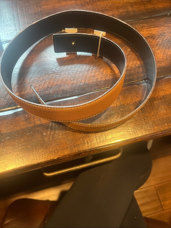 Hermes Leather Belt with Silver H Buckle - Tan main image 3